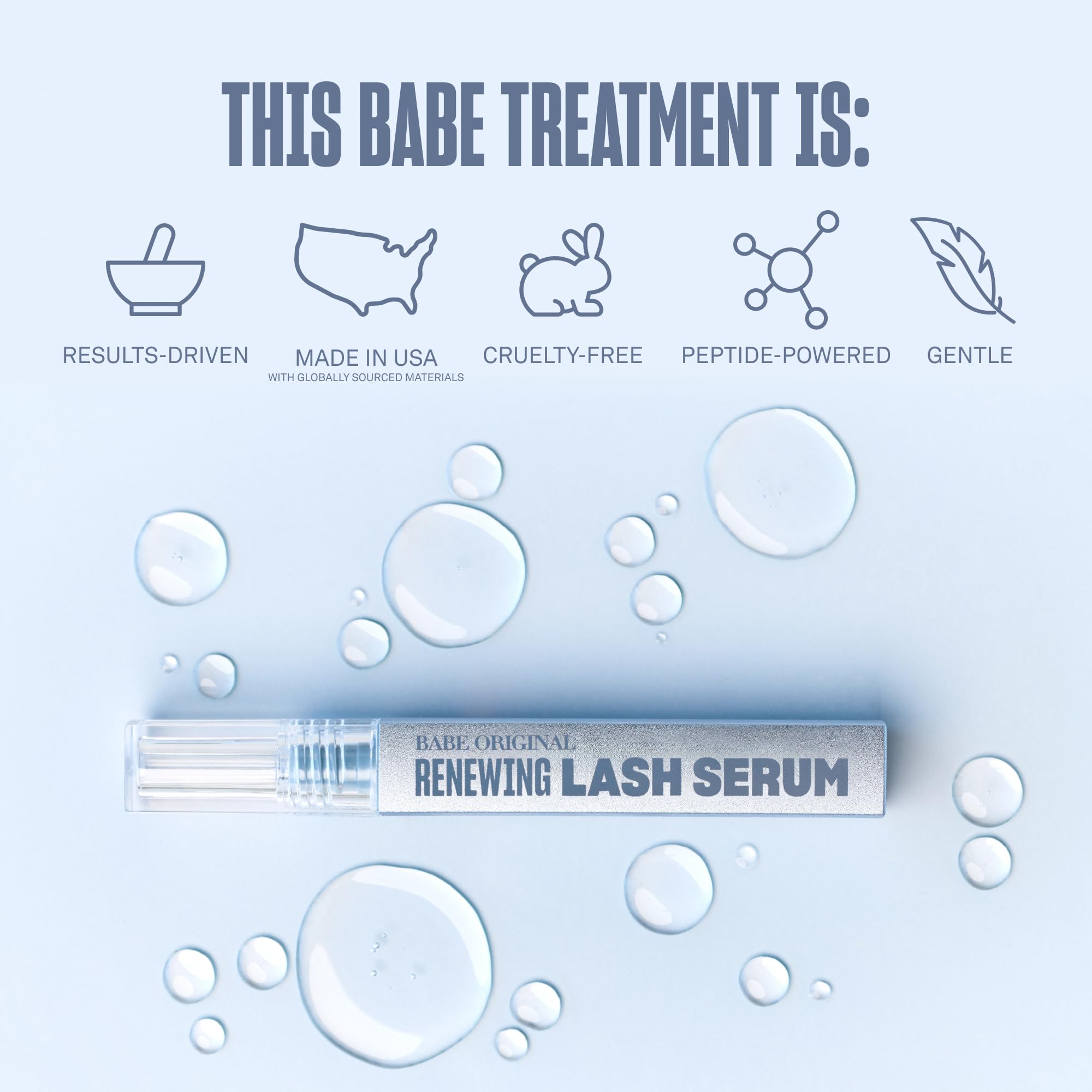 BABE ORIGINAL Renewing Lash Serum lash closeup shows fuller look
