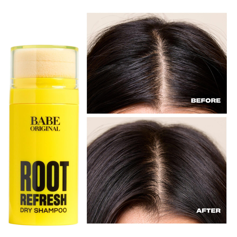 BABE ORIGINAL Root Refresh sponge-application demonstrates on-the-go scalp tapping