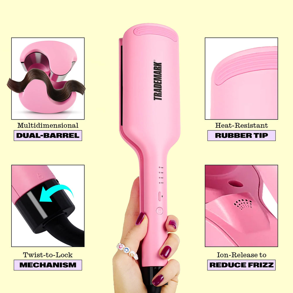 Babe Waves X ceramic tourmaline plates reduce frizz and add shine.