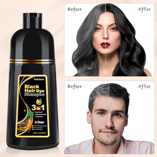 Bablabear color shampoo applied by hand demonstrates even gray-root coverage.