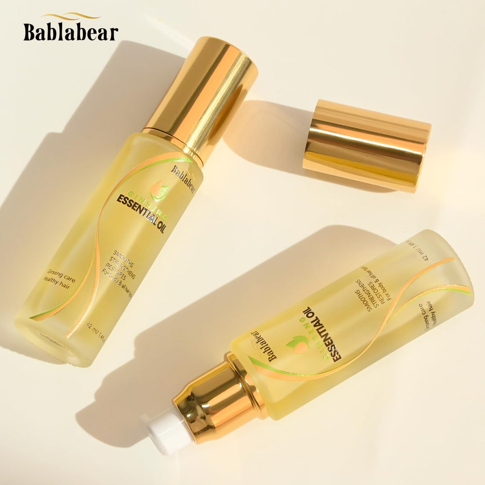 Bablabear Hair Oil on dry hair showing smoothing and shine.