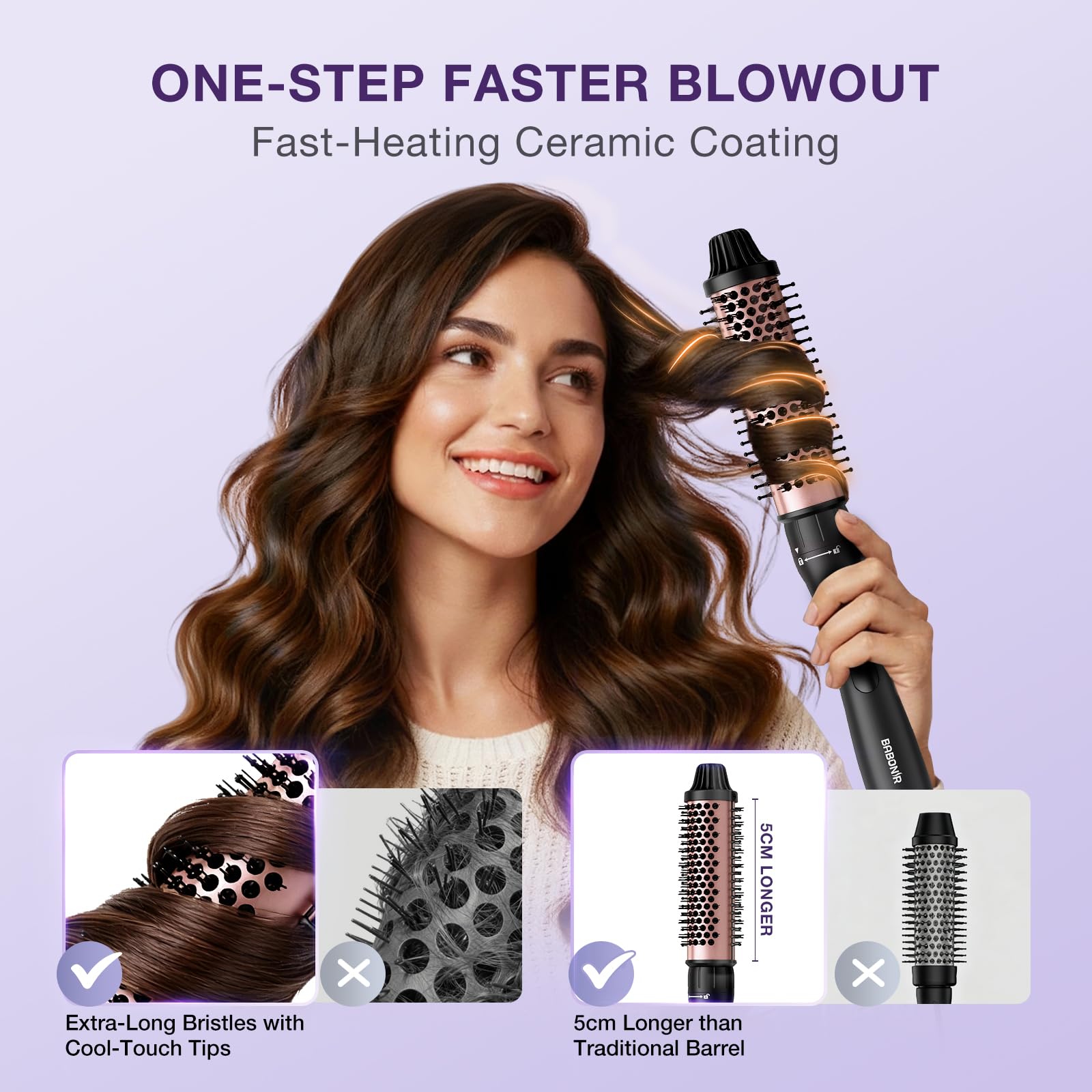 Babonir 0.75-1 inch tapered wand demonstrating versatile styling options.