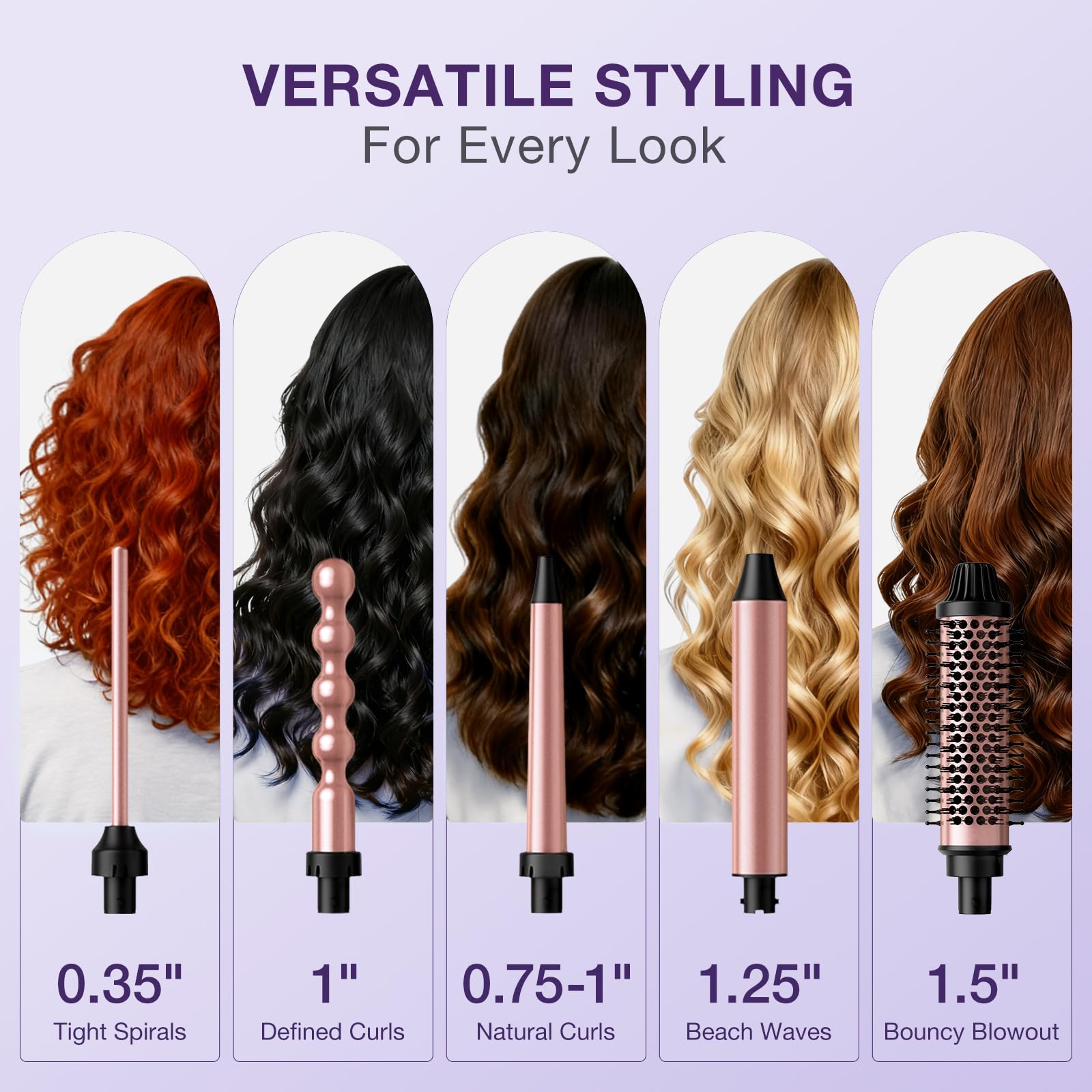 Babonir 1-inch bubble curler close-up highlighting defined curls.
