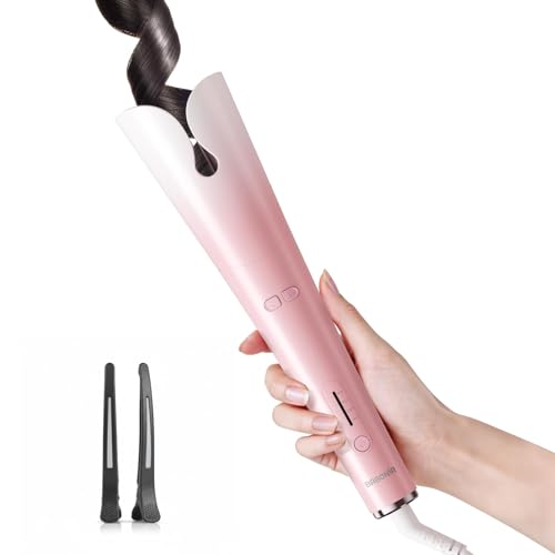 BABONIR automatic curling iron barrel close-up reveals smooth ceramic surface for gentle styling.