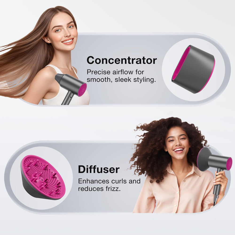 Babonir hair dryer showing three heat settings for styling
