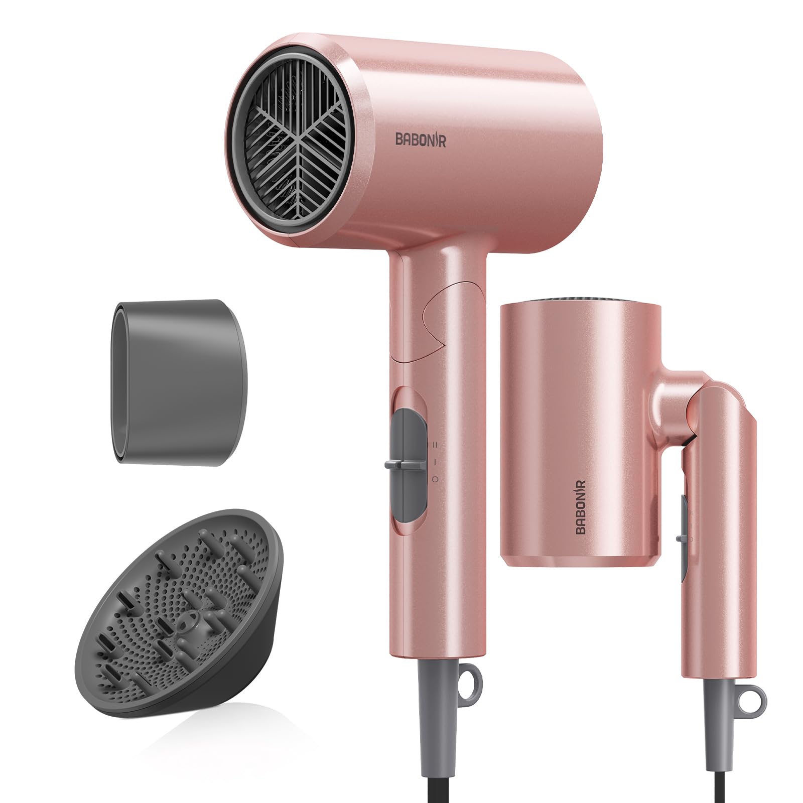 BABONIR ionic diffuser hair dryer motor for fast drying and salon-like results