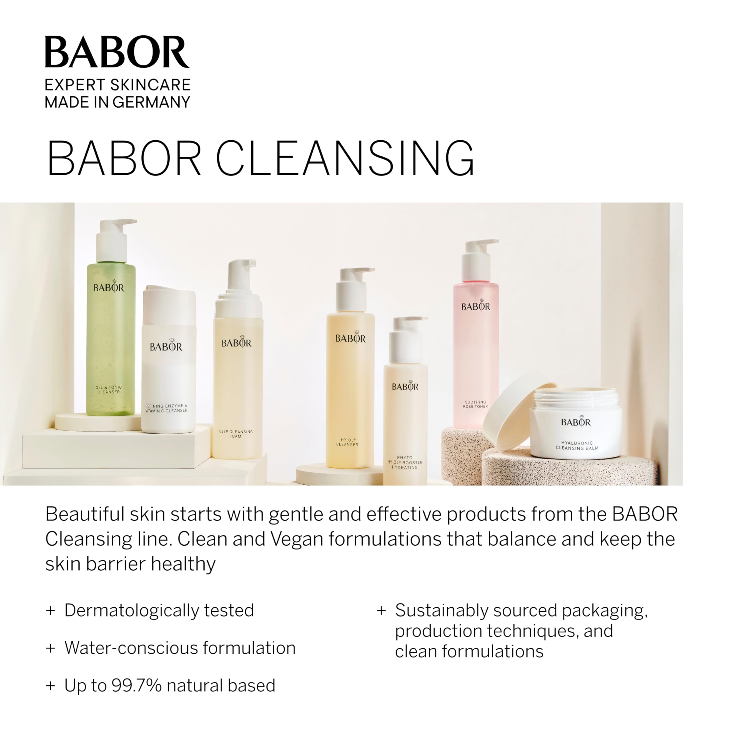 BABOR HY-ÖL Cleanser milky emulsion during rinse reveals gentle cleansing action.