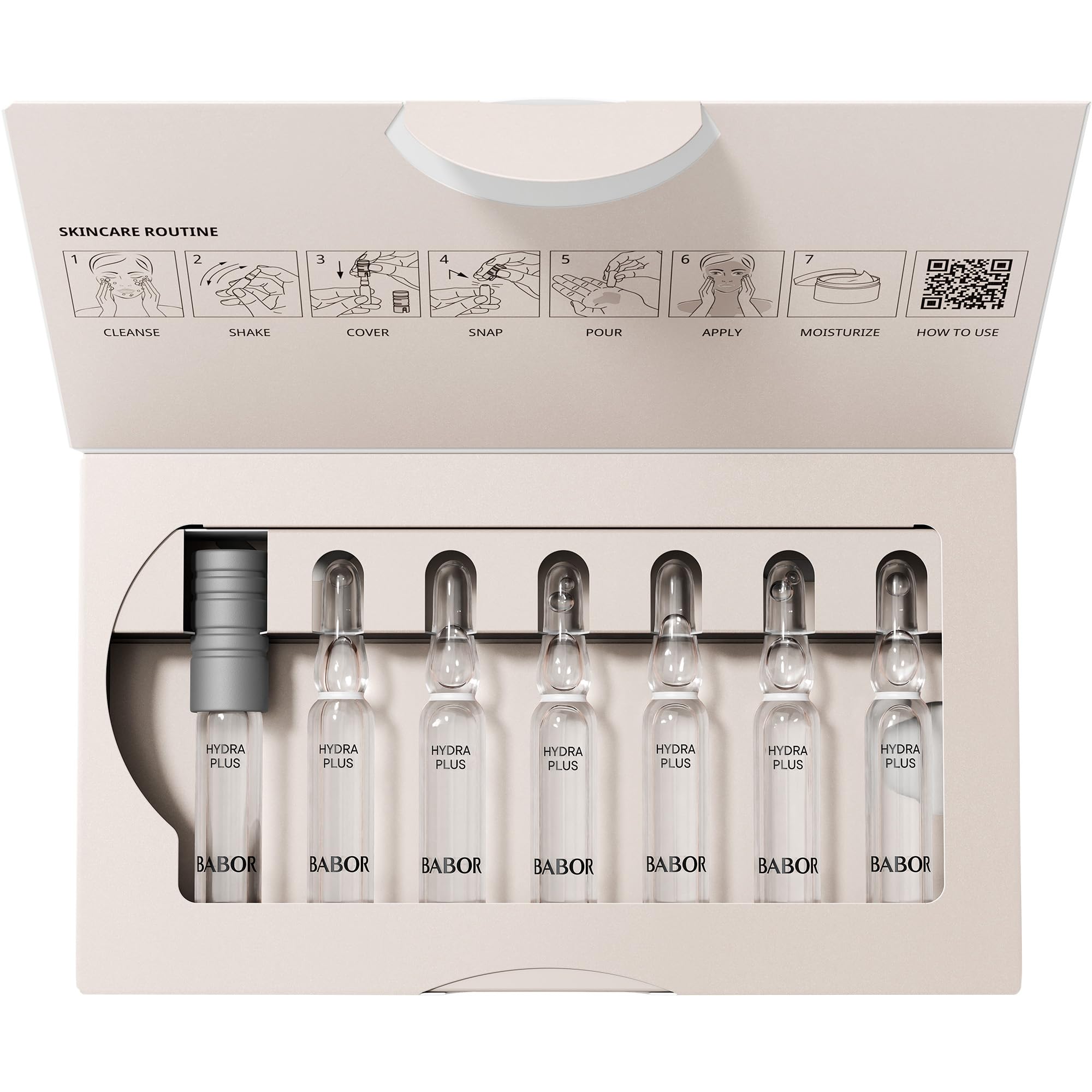 BABOR Hydra Plus Ampoules application scene demonstrating serum absorption