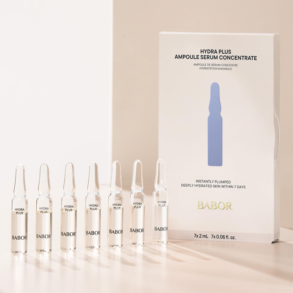 BABOR Hydra Plus Ampoules night routine on bathroom counter for daily hydration
