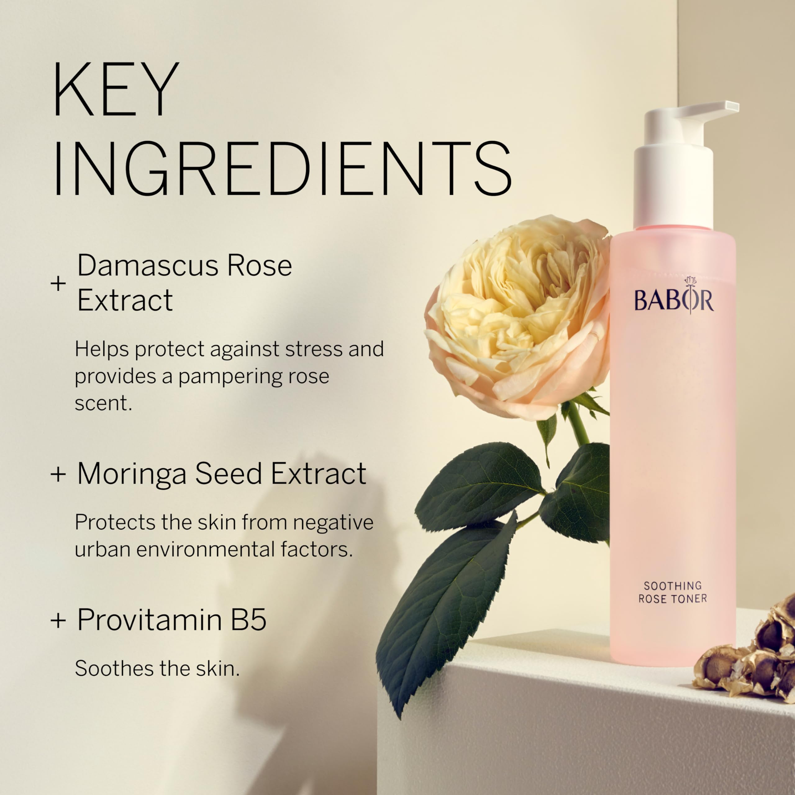 BABOR Soothing Rose Toner rose-water essence bottle supports gentle hydration.