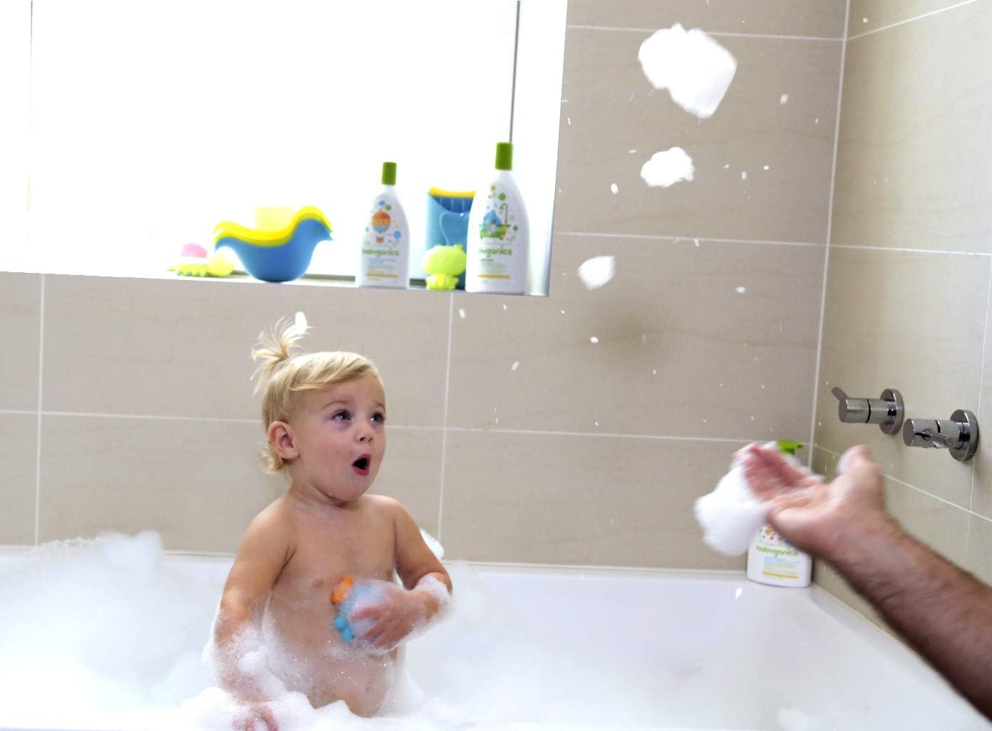 BabyGanics chamomile-verbena foam cleanses skin cleanly and rinses easily