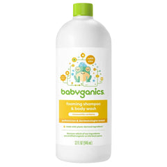 BabyGanics shampoo and body wash refill bottle with chamomile-verbena, gentle head-to-toe cleansing