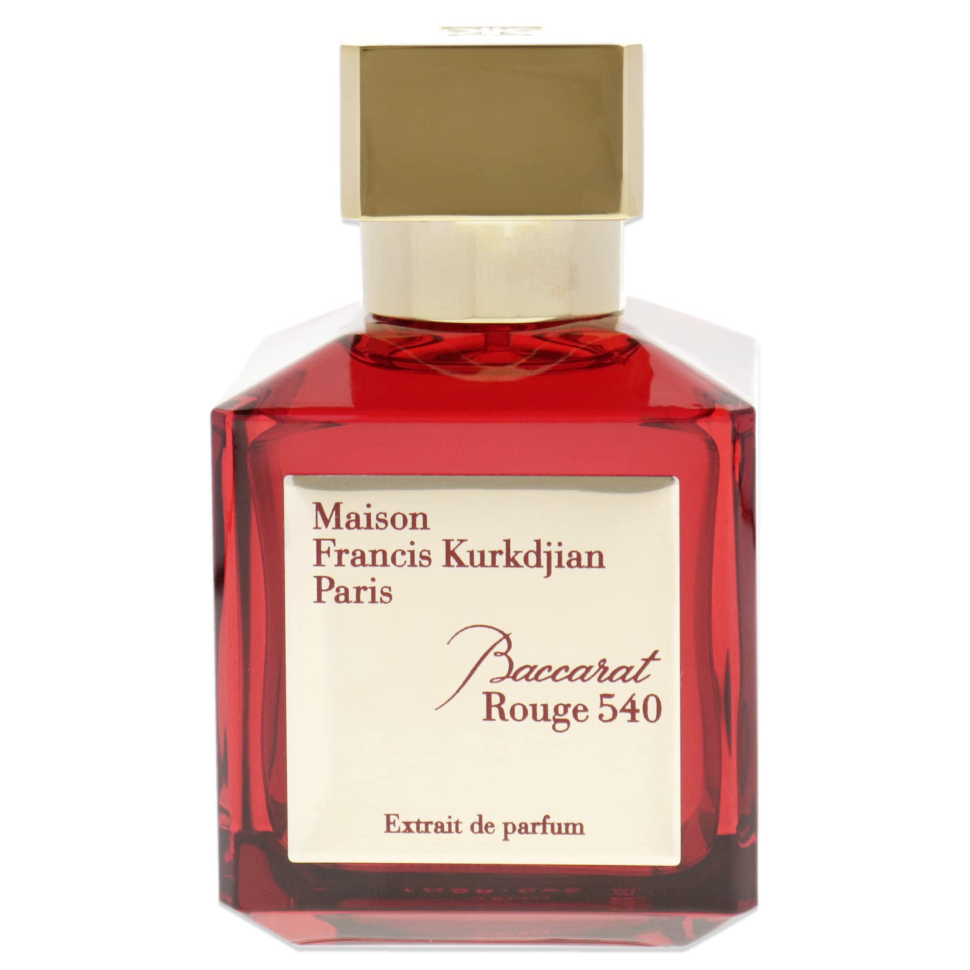 Baccarat Rouge 540 glass bottle on mirror emphasizes radiant glow and wearable luxury.