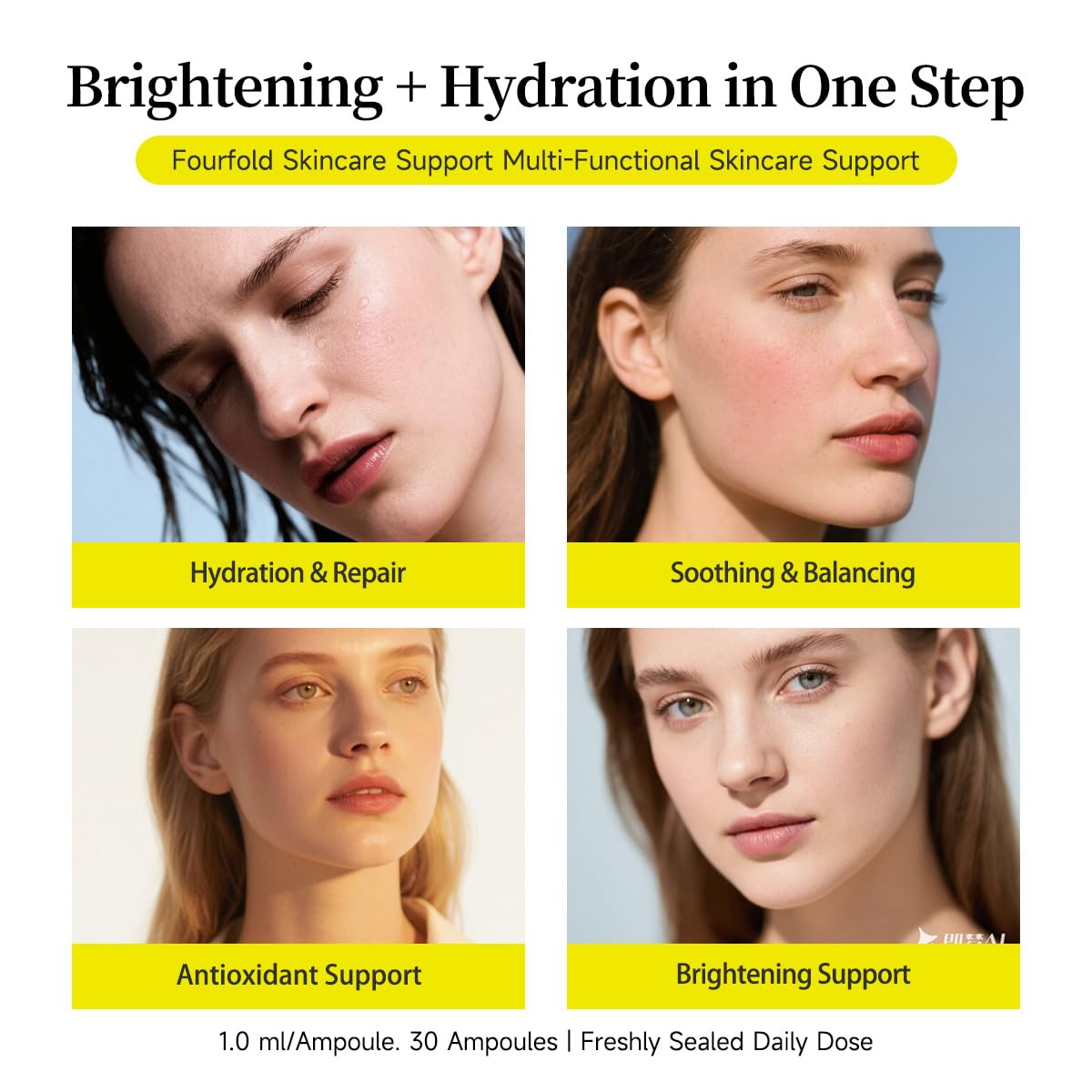 BACHERI ampoule application on the face demonstrates lightweight, quick-absorption hydration.