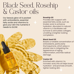 Bad Dog Black Seed Oil amber bottle signaling antioxidant-rich skincare benefits.