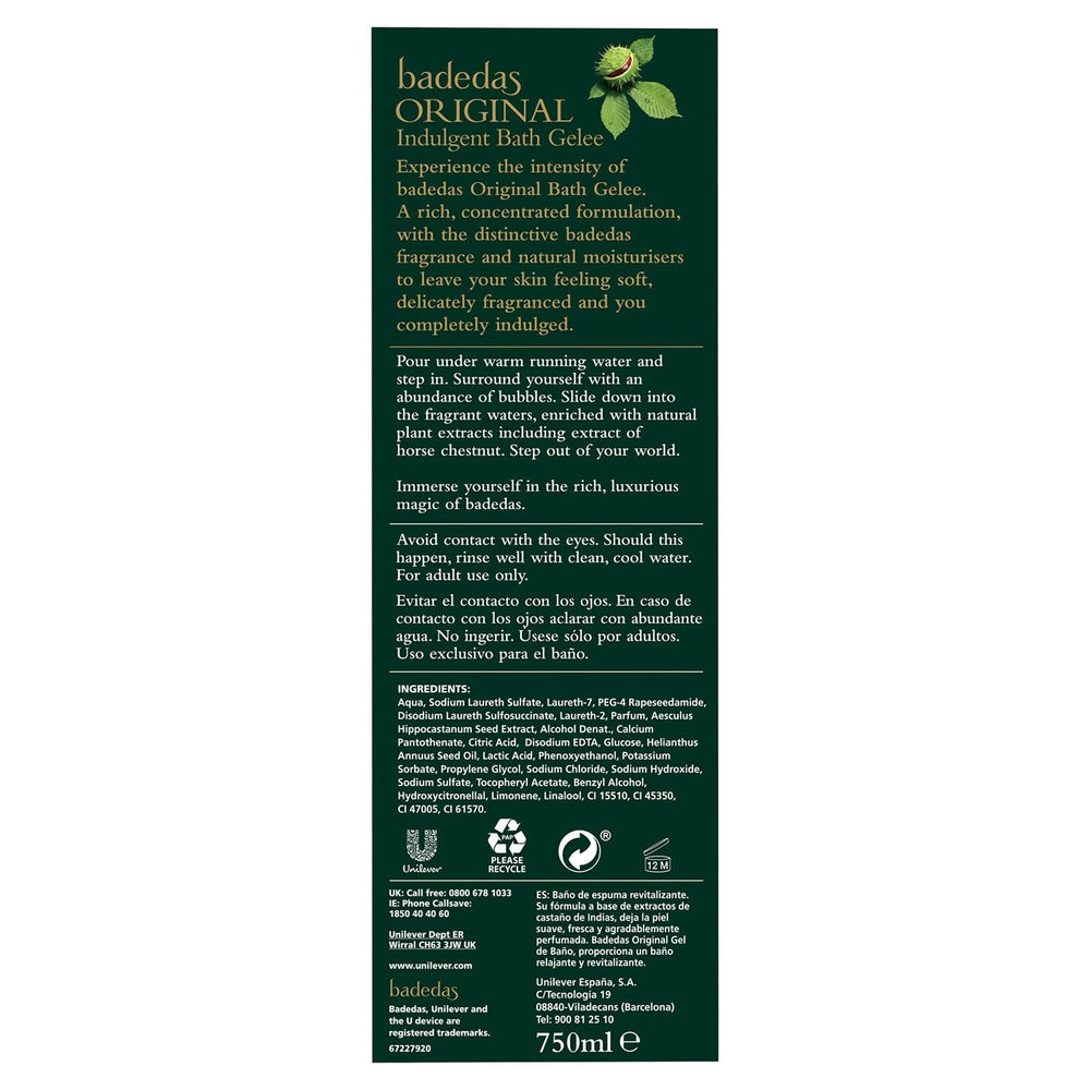 Pouring Badedas Original Bath Gelle creates silky bath lather.