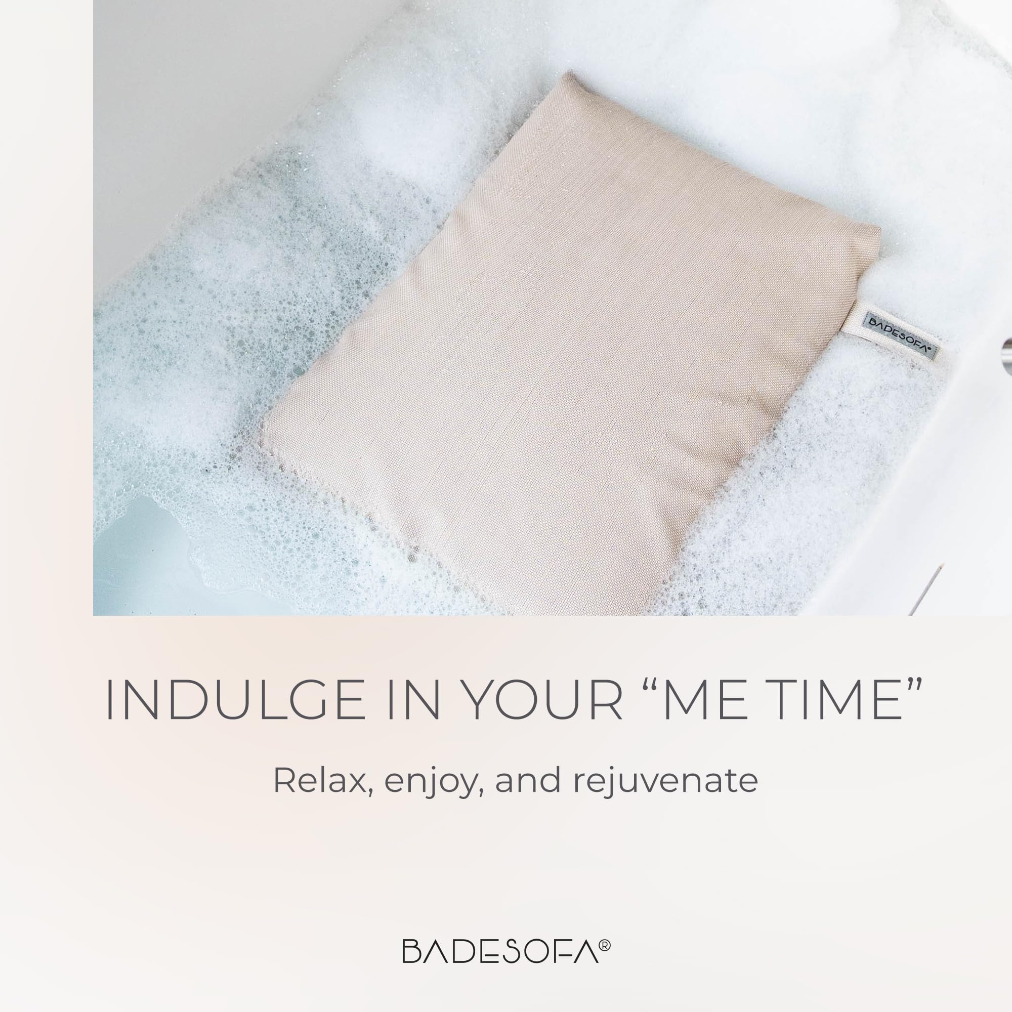 BADESOFA head-neck support in a home spa setup for relaxation