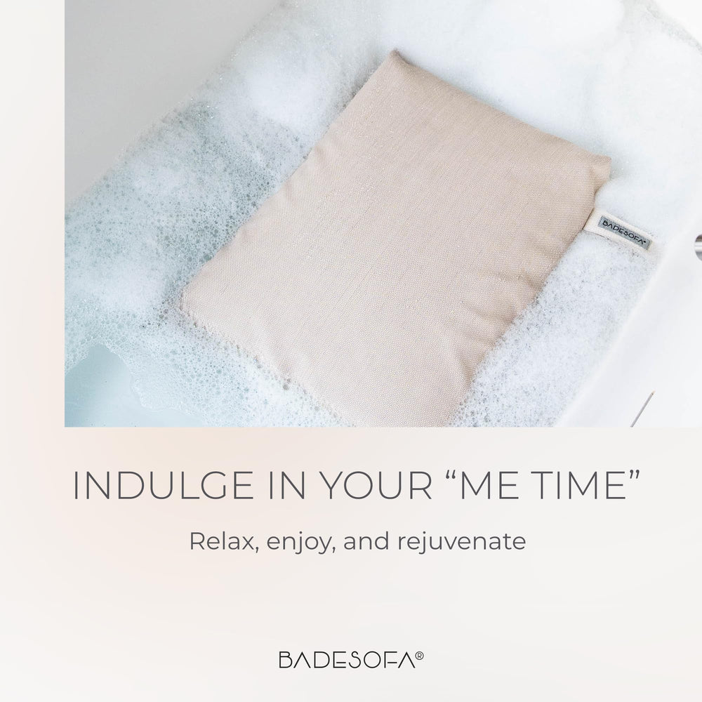 BADESOFA head-neck support in a home spa setup for relaxation