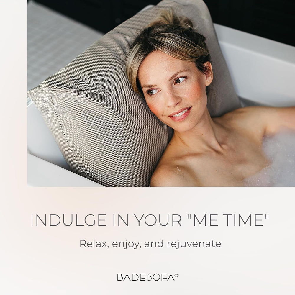 BADESOFA luxury spa cushion supports head and neck during long soaks