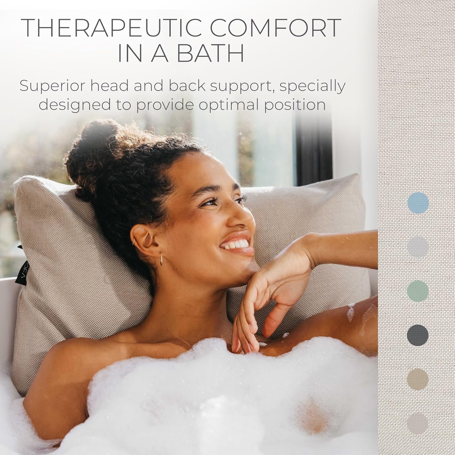 BADESOFA bath pillow side profile showing compact design and non-slip features