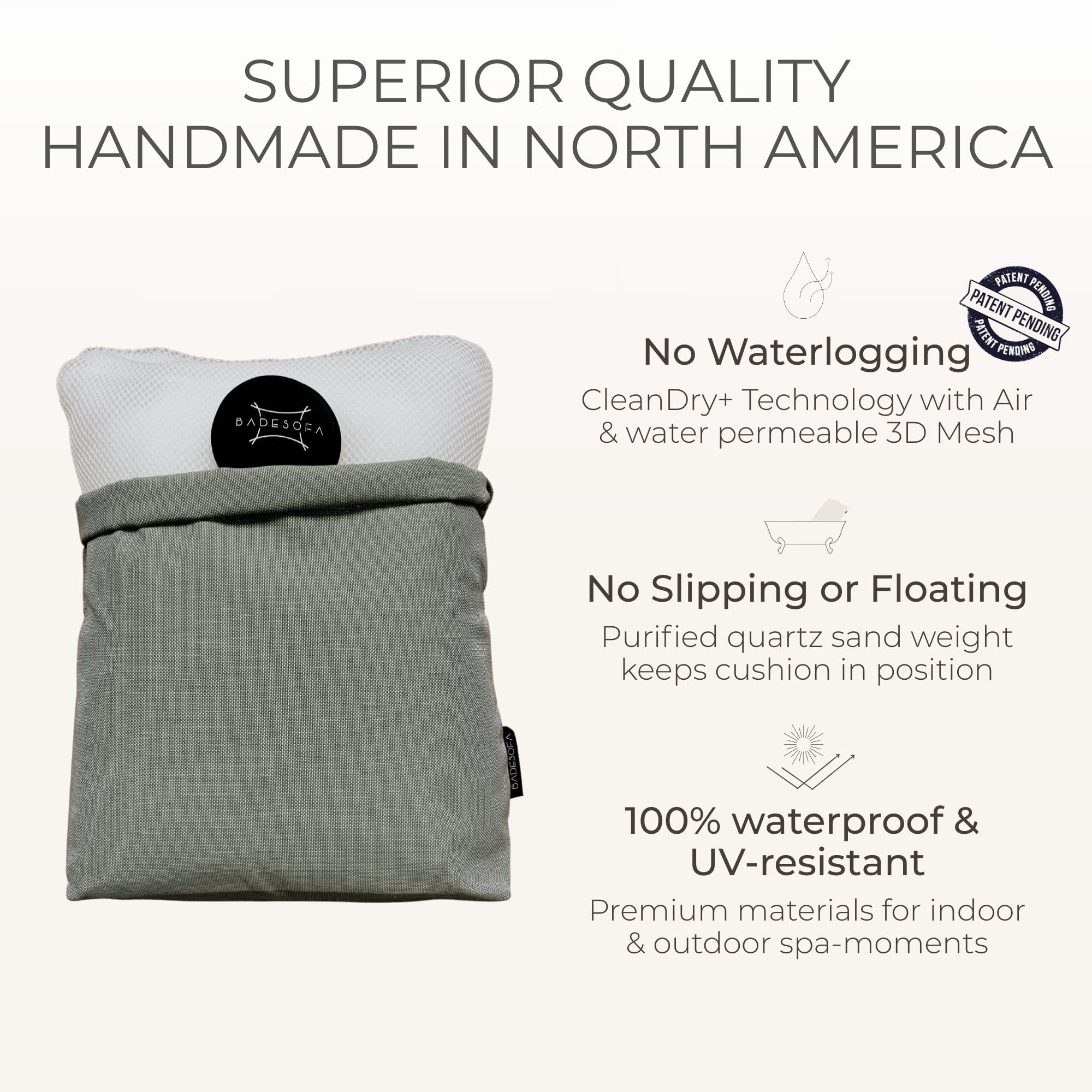 BADESOFA pillow weighted sand prevents slipping in tub