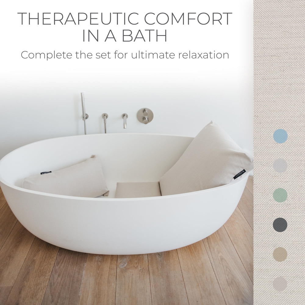 BADESOFA bath pillow close-up shows water-resistant fabric texture for durability