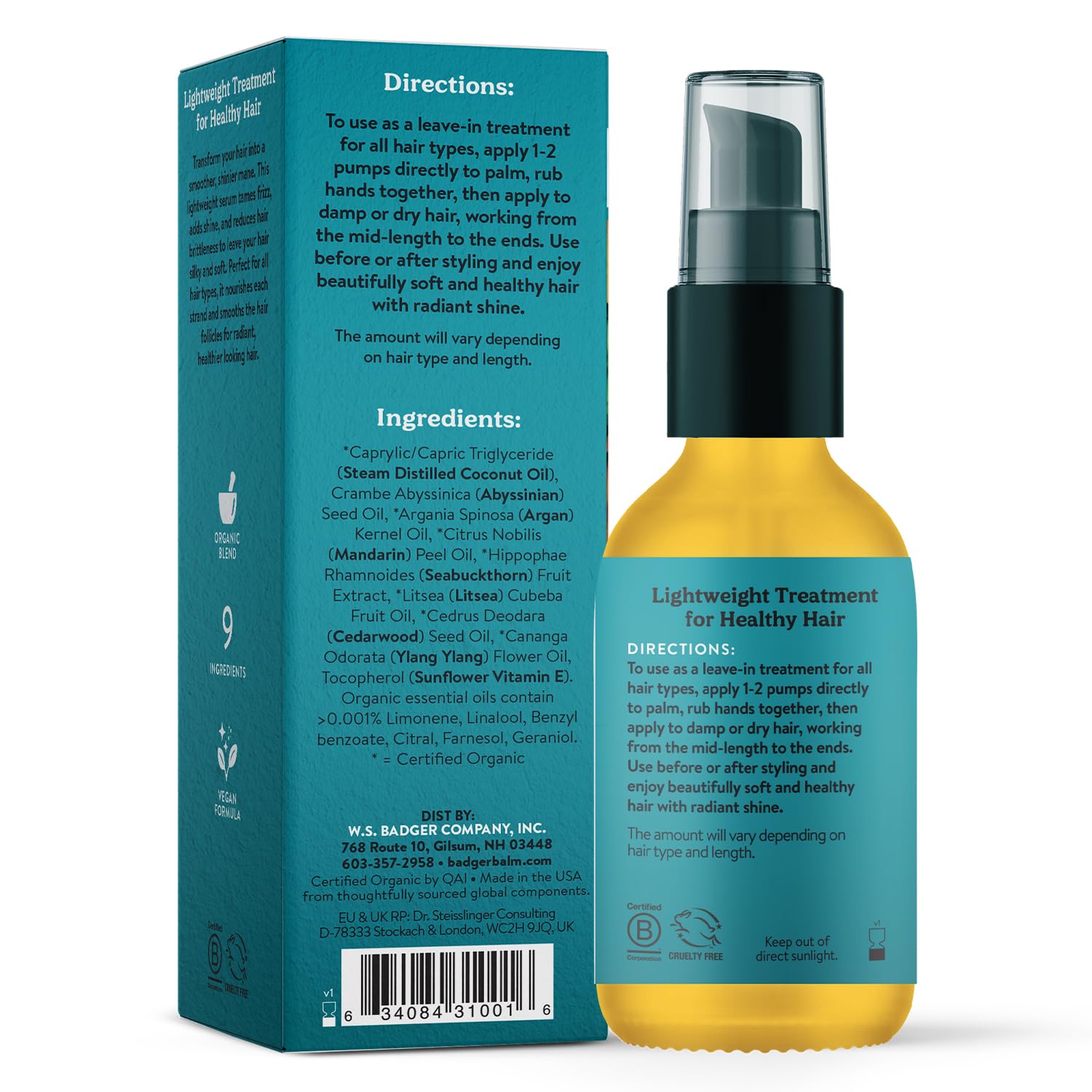 Badger Argan Hair Oil travel-size bottle for on-the-go conditioning and scalp care.