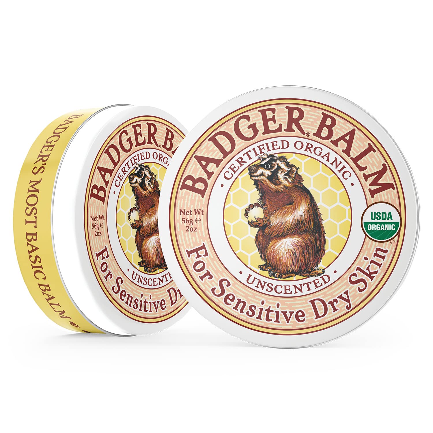 Badger Balm sensitive skin hydration demonstrates unscented nourishment for dry areas.