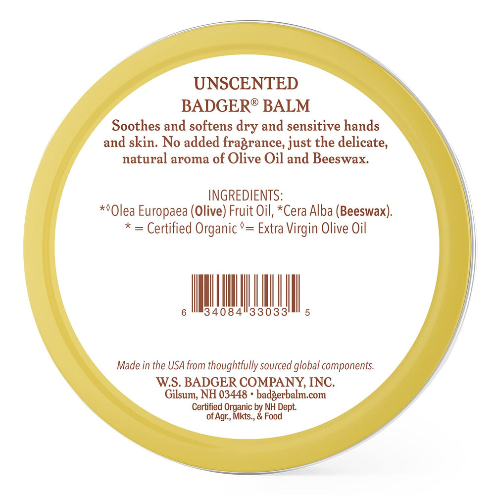 Badger Balm Unscented packaging recycled tin highlights eco-friendly packaging