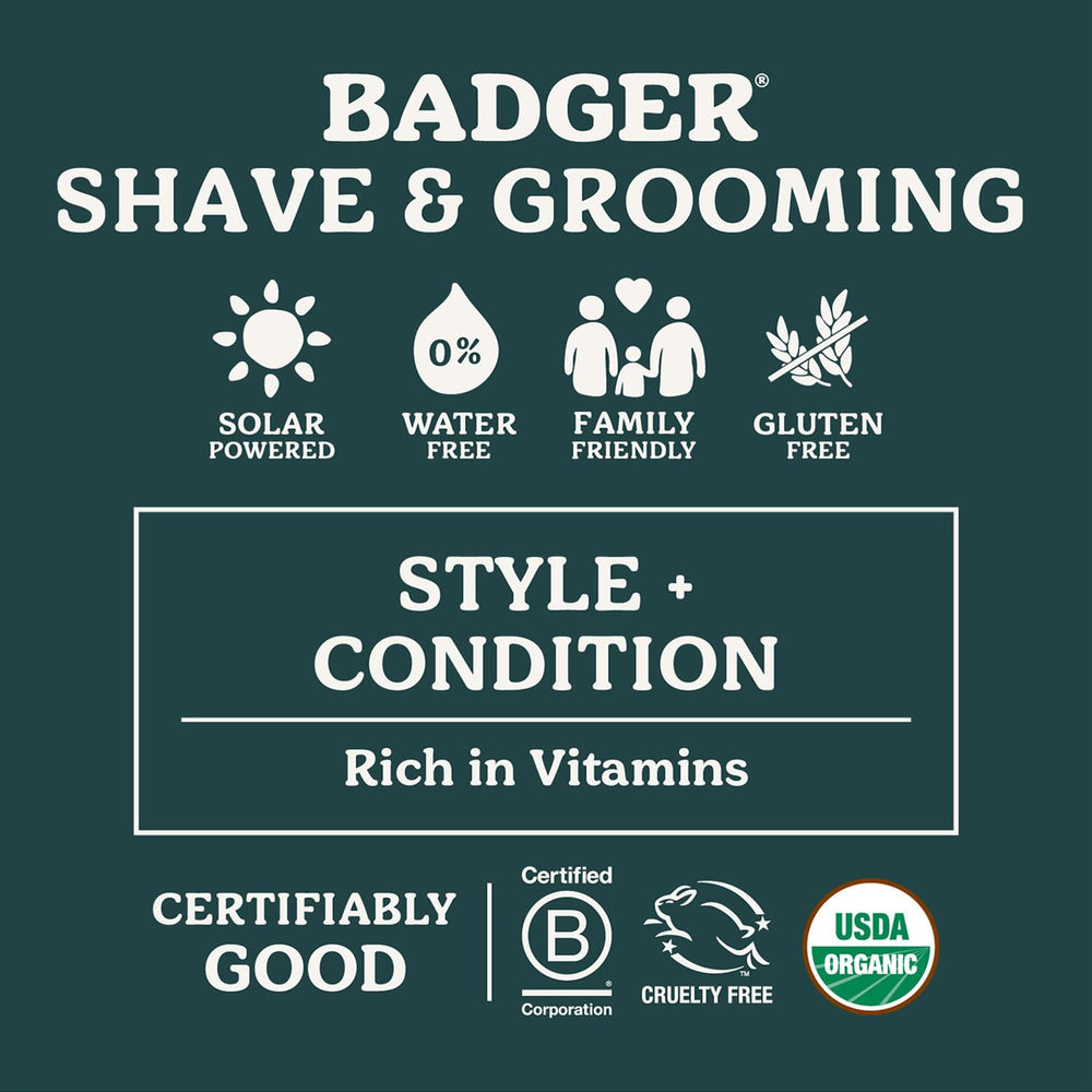 Badger Beard Balm packaging in a sturdy metal tin highlighting sustainable design.