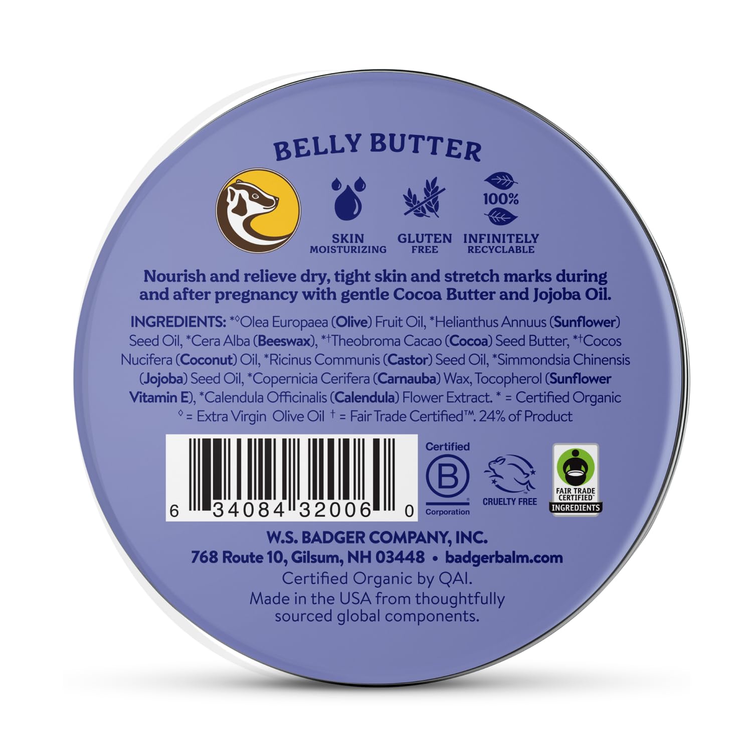 Badger Belly Butter application on belly demonstrates easy, soothing massage.