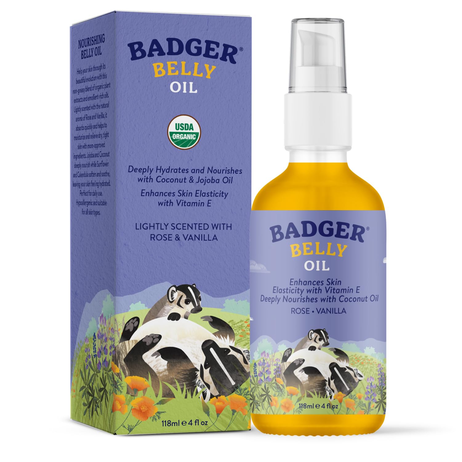 Badger Belly Oil glass bottle highlighting sustainable packaging.