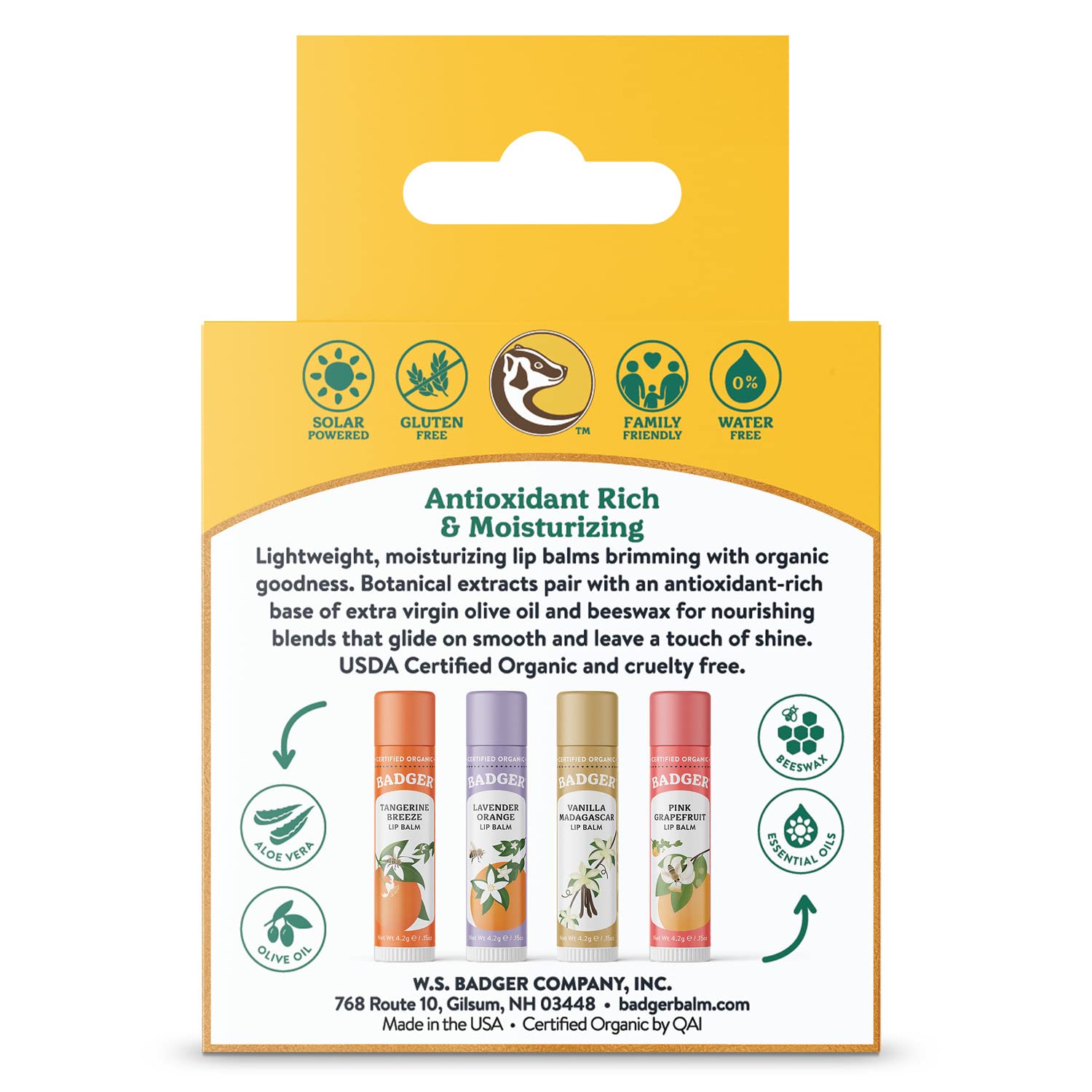 Badger Classic Lip Balm Set Lavender Orange tube—calming floral aroma with everyday moisture.