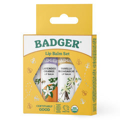 Badger Classic Lip Balm Set Vanilla Madagascar tube—creamy glide with comforting vanilla warmth.