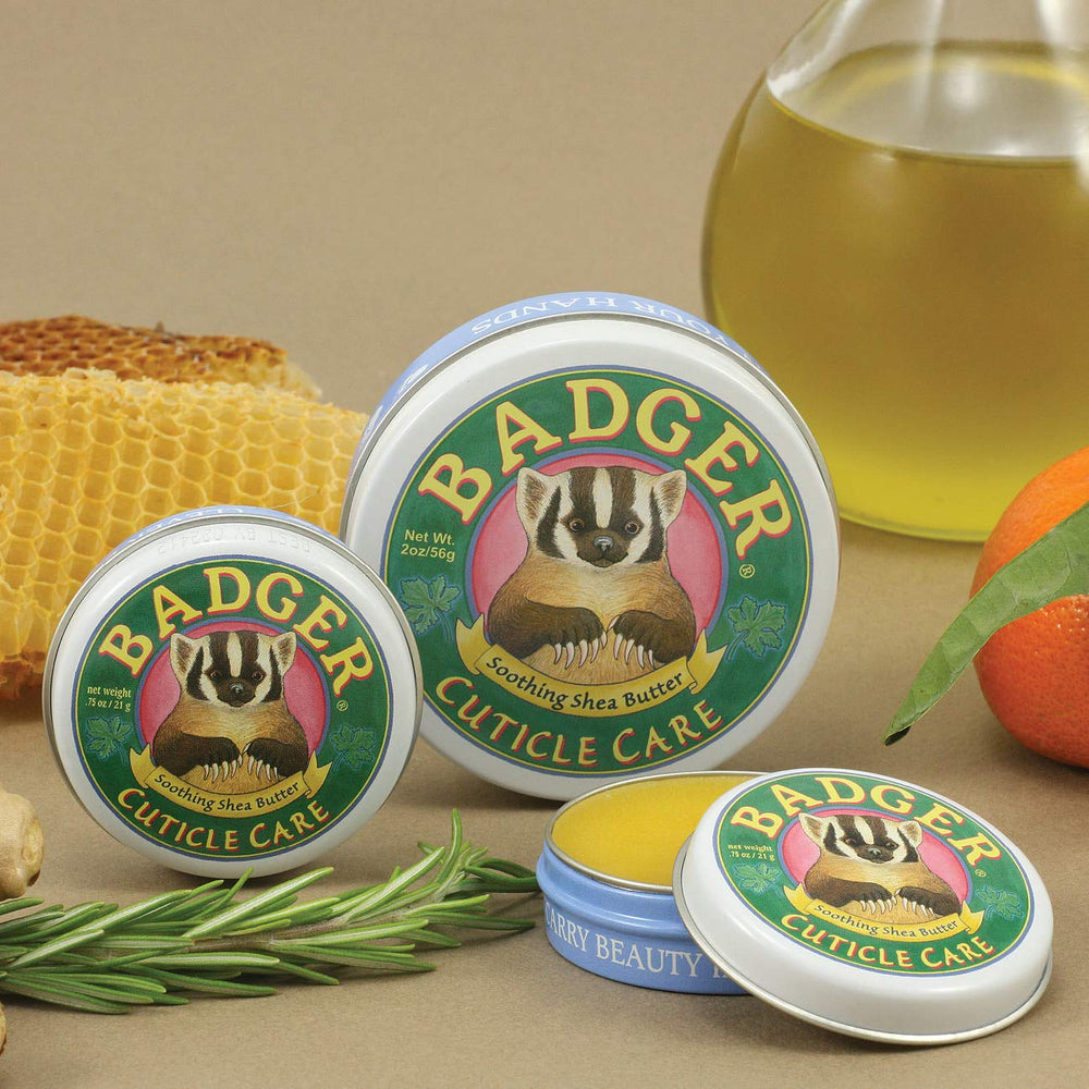 Badger Cuticle Care sustainable packaging highlights recycled tin and cruelty-free practices.