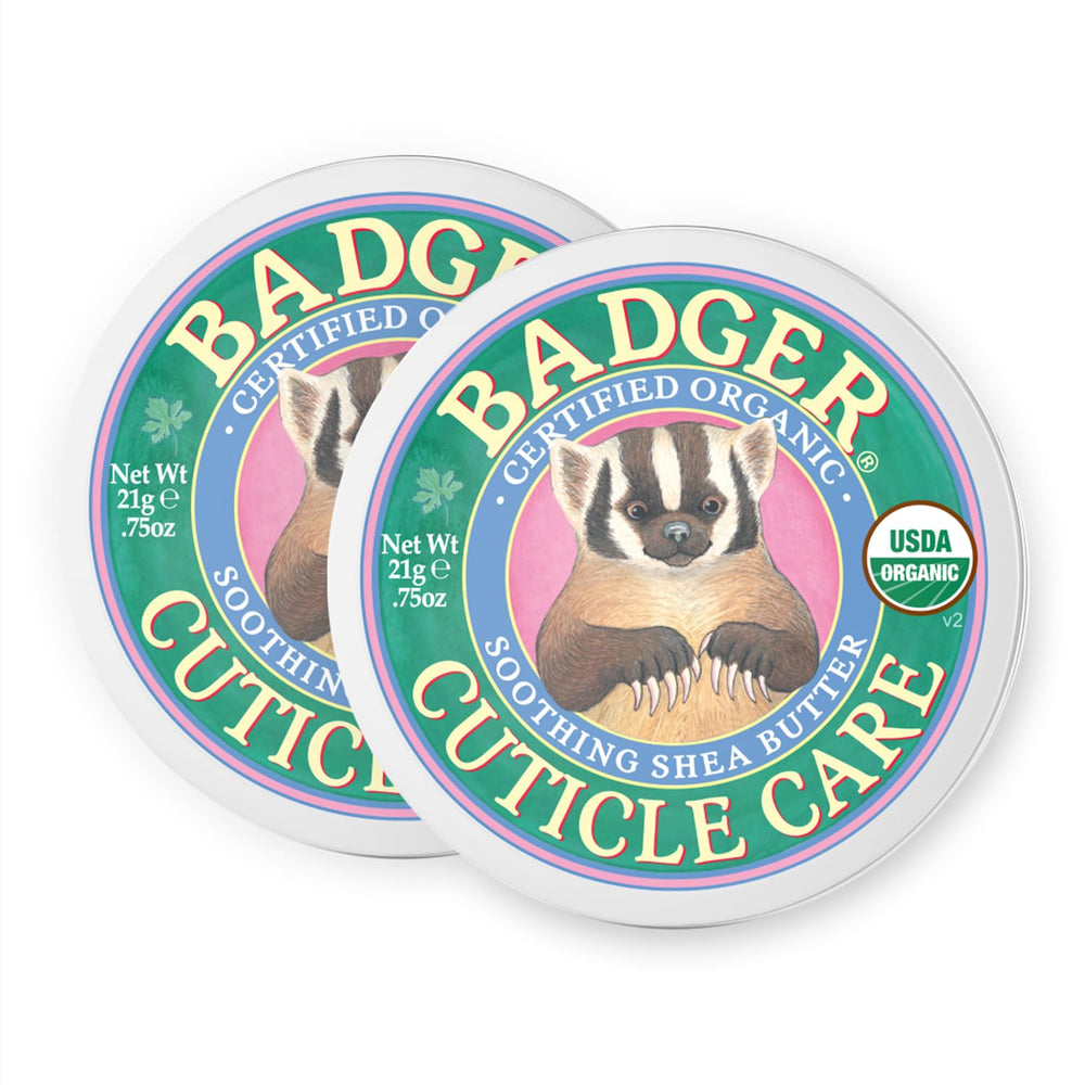 Badger Cuticle Care tin shown as a compact, portable moisture solution for nails.