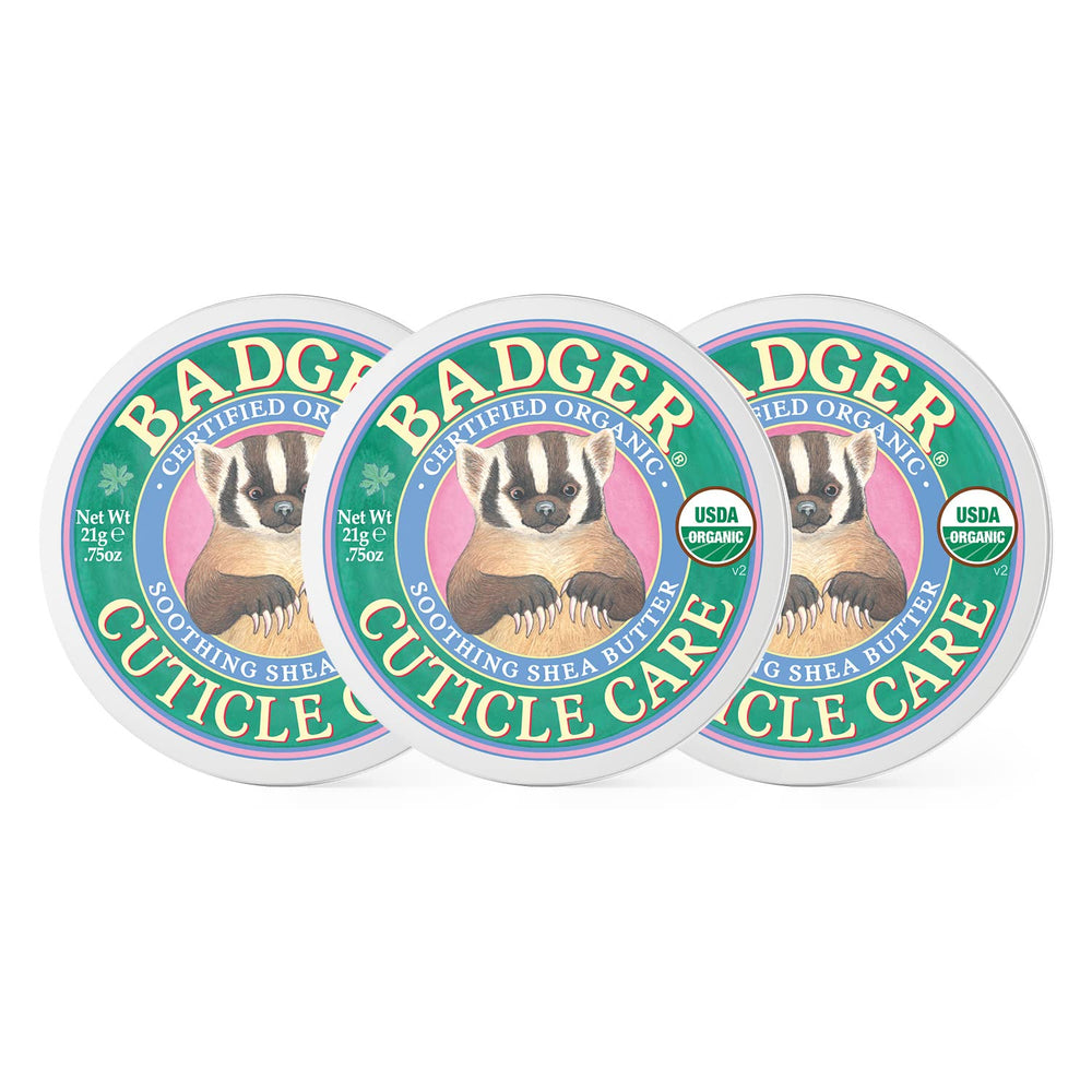 Travel-friendly cuticle balm by Badger fits in bags for on-the-go care.