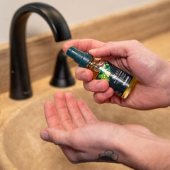 Badger grooming kit box with organic packaging emphasizes sustainable production.