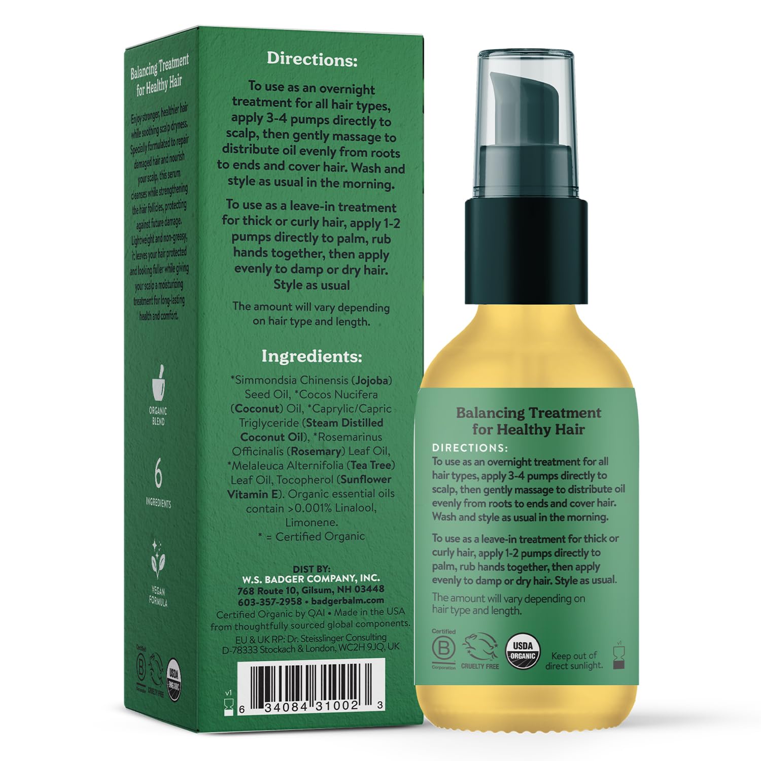 Badger Organic Jojoba Hair Oil absorbs quickly, leaving non greasy, shiny hair