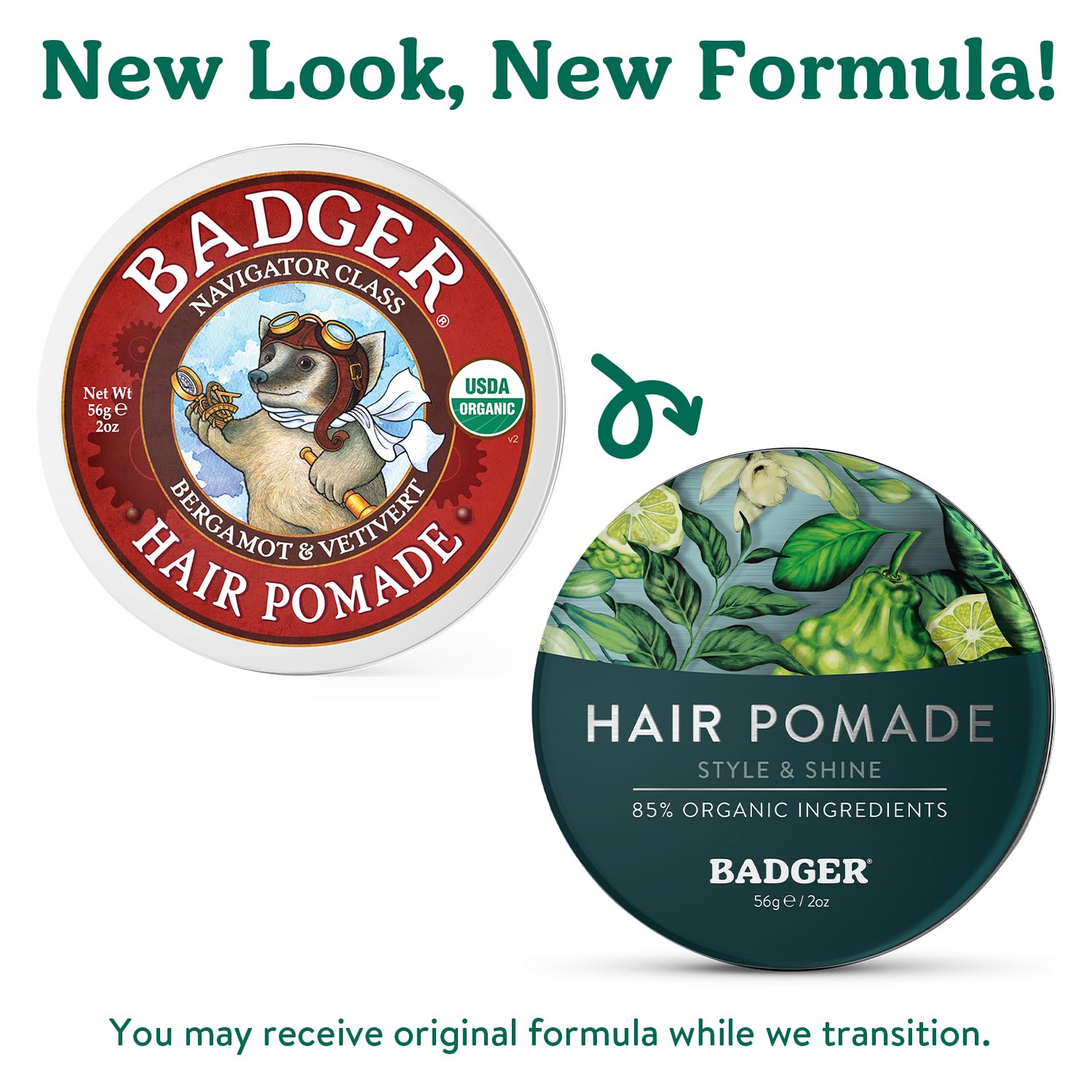 Badger Hair Pomade eco packaging indicating sustainable production.