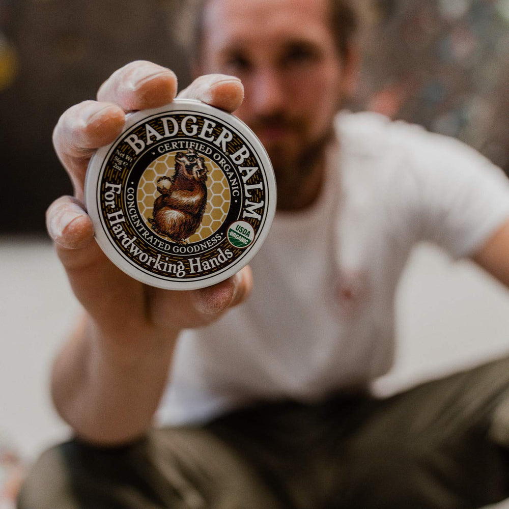 Badger Healing Balm usa-made badge emphasizes family-owned craftsmanship and solar-powered production.
