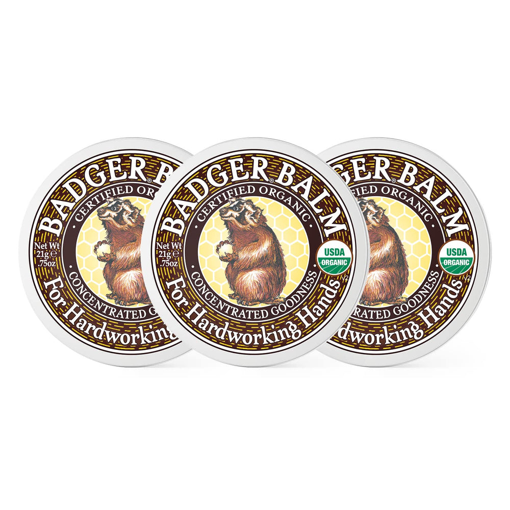 Badger Healing Balm tin front view, ideal for hard-working hands and dry skin.
