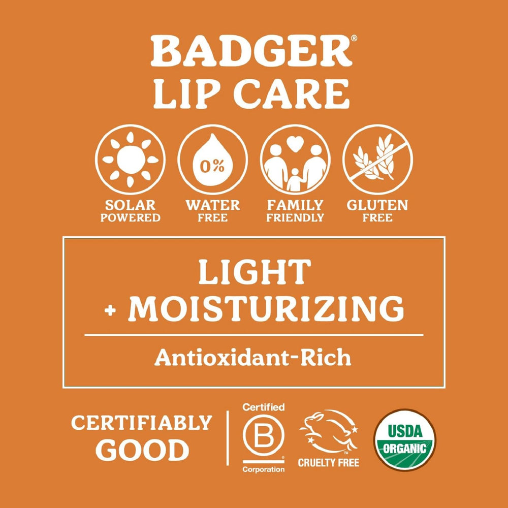 Badger Highland Mint lip balm applied on lips delivers smooth glide and a subtle shine