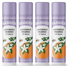 Badger Lavender Orange Lip Balm outer packaging highlighting natural, everyday lip nourishment