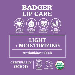 Badger lip balm set silky texture application highlights lightweight glide and subtle shine.
