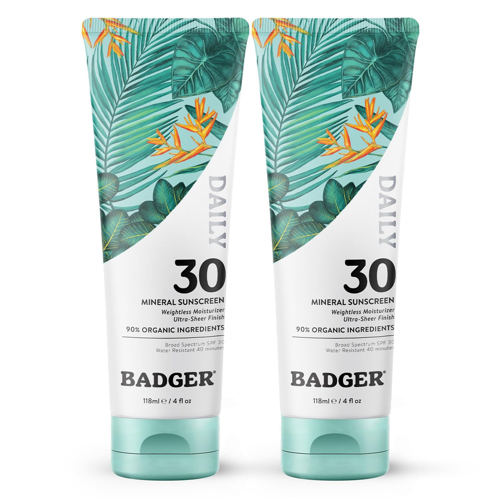 Badger Mineral Daily Sunscreen SPF 30 applies smoothly for everyday sun protection on all skin tones.