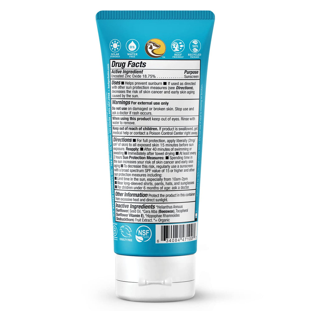 Badger Mineral Sunscreen Cream SPF 30 tube closeup highlights unscented, skin-safe formula for sensitive skin.