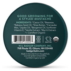 Badger Mustache Wax grooming beard with subtle shine and shape control
