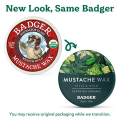 Badger Mustache Wax organic ingredients close-up highlighting shea butter nourishment
