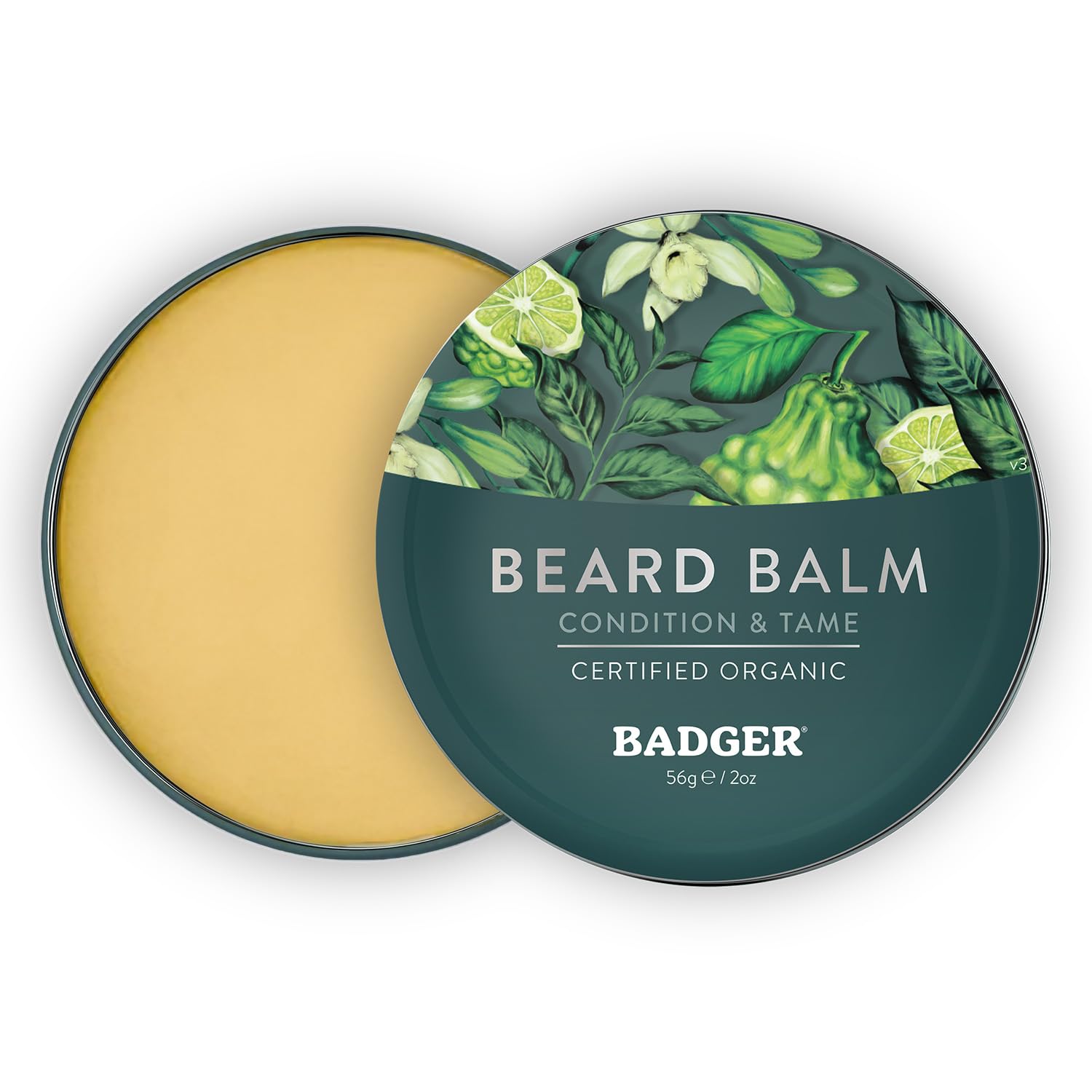 Badger Organic Beard Balm travel tin ideal for on-the-go moisture.